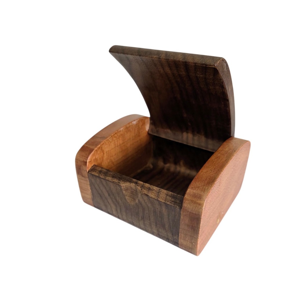 Flip-Top Lid Two-tone Wooden Keepsake Handcrafted Wood Grain Trinket Coffin‎ Box
